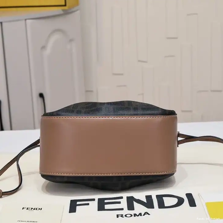 Vintage HOT Bag Bucket Brown Fendi Mini In FF Motif Fabric Pomodorino 0325